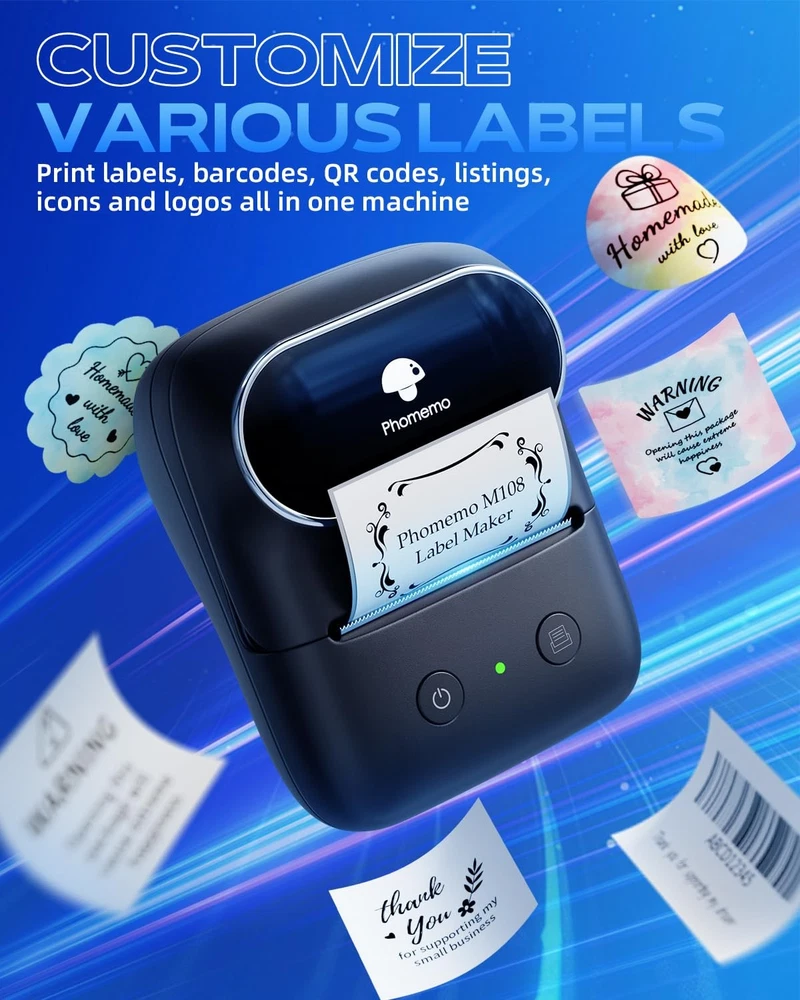 Bluetooth Thermal Label Maker M108 for Home Office & Small Business Bluetooth Thermal Label Maker M108 for Home Office & Small Business