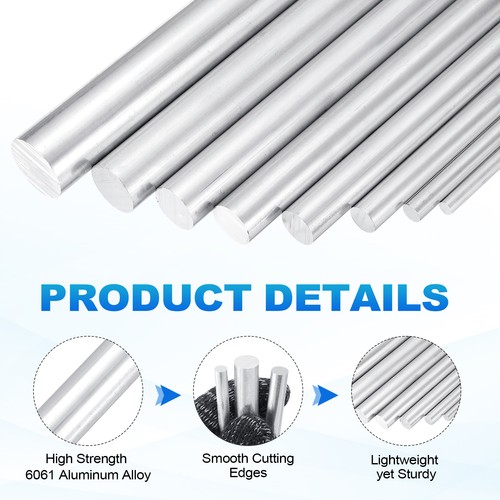 20 Pezzi Asta Alluminio 6061 5/64\"(2mm) Diam 16\"(407mm) Lung, per Silver Tone - Photo 3/6