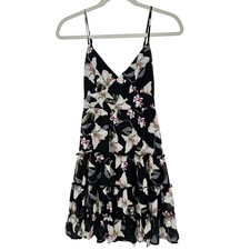 Blush & Day Black Floral Tiered Babydoll Mini Dress M Dark Romantic Whimsigoth