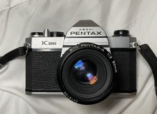 Asahi Pentax K1000 35mm SLR Film Camera with SMC Pentax-M 50mm f/2 Lens Silver