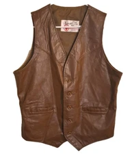 The Leather Shop Sears Vintage Women's 42 Brown Leather Western Vest 1990s