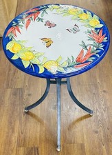 Tavolo in pietra lavica di Vietri diametro 20’’ realizzato/dipinto a mano in Italia