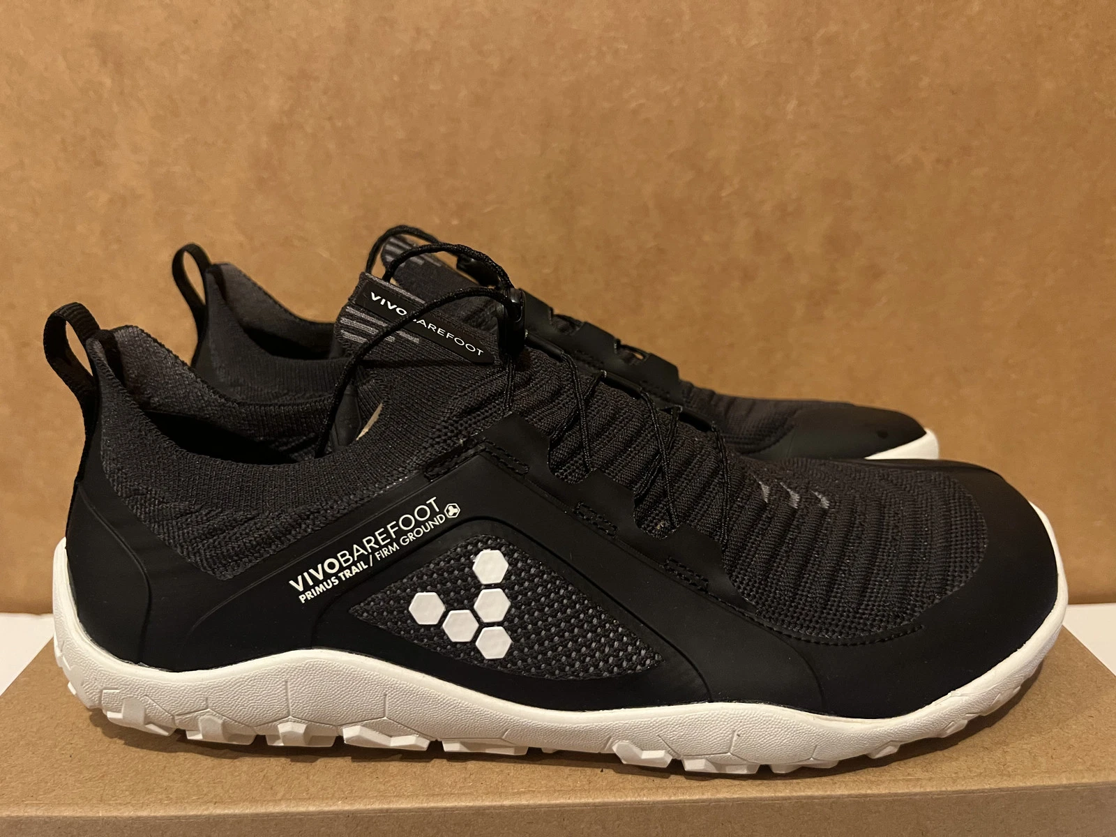 VivoBarefoot Primus Trail Knit FG Black White Minimalist Barefoot Running Shoes
Opens in a new windo