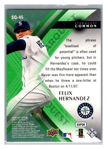 2008 Upper Deck StarQuest Rare Felix Hernandez #SQ-45 - Picture 2 of 2