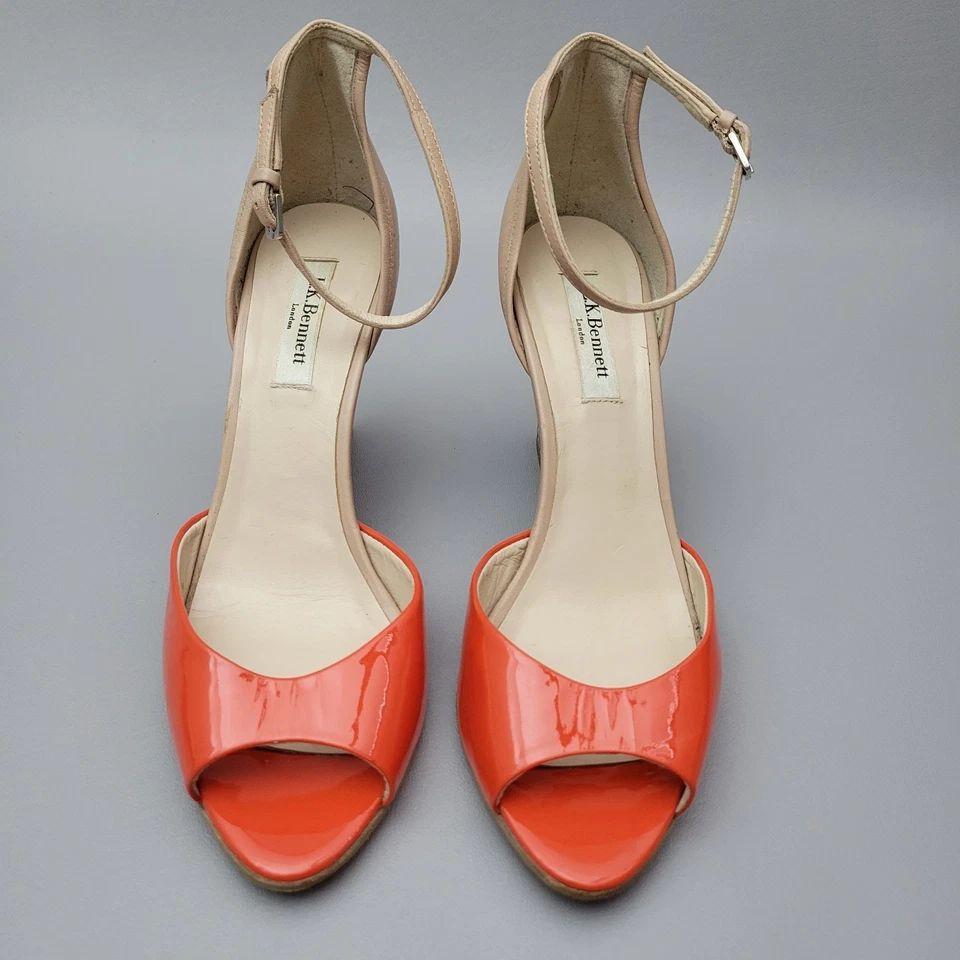 Correa de tobillo de piel de serpiente LK Bennett de cuero naranja punta abierta 8,5 EE. UU. / 39 UE Foto 4 de 4