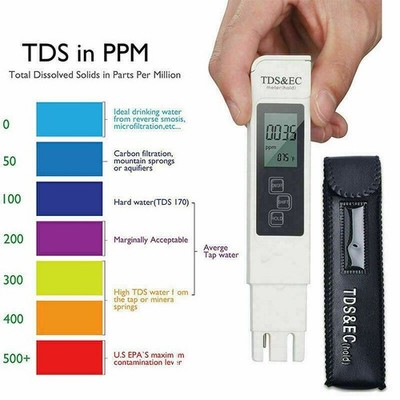 3 in 1 Digital TDS EC LCD Meter Water Quality Tester 0-9990 ppm Purity Filter