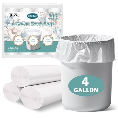 SideriLumi Small Trash Bags 4 Gallon - 100 Count Leakage-Proof 4 Gallon Trash...