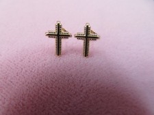 Delicate 14k Yellow Gold Cross Stud Earrings .28 Grams