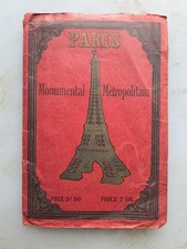 Carte dépliante touristique vers WWI 1918 de PARIS France et attractions