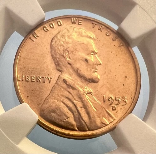 1953 d lincoln wheat cent penny NGC MS 65 RD
