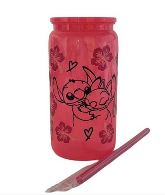 Personalisierter Libbey-Kunststoffbecher Kawaii/Stichmotiv dunkelrosa