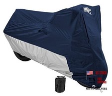Deluxe Motorcycle Cover Weather Protection UV Air Vents Heat XX-Large Navy