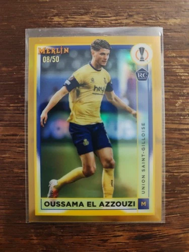 2023 Topps Merlin Chrome Oussama El Azzouzi RC Union Saint Gilloise Gold /50