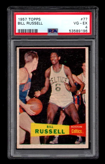 Bill Russell 1957 Topps Basketball Rookie Card #77 PSA 4 Boston Celtics Hof RC