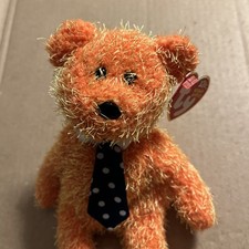Ty Original Beanie Baby Pappa Bear Fuzzy Orange Blue Tie Dad Father 2002