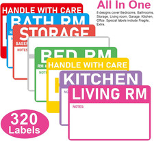320 Count Home Moving Labels- 3 X 2 Inches, Removable Packing Box Stickers, 8 De