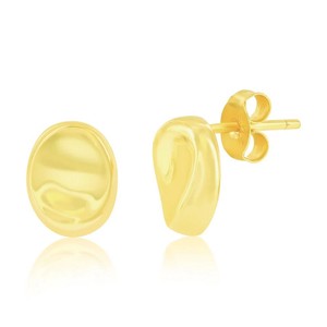 Authentic Sterling Silver, Polished Bean Stud - Gold Plated