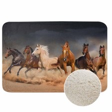 Horse Bath Mat for Bathroom Horse Herd Run in Desert Sand Storm Bath Rugs Doo...