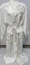 Vintage Long Womens Robe Ivory Victoria Secret Gold Label Bridal Pockets Sz M/L