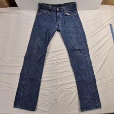 Levis 501 Jeans Mens Medium Blue Denim Regular Straight Button Fly Fits 36x36