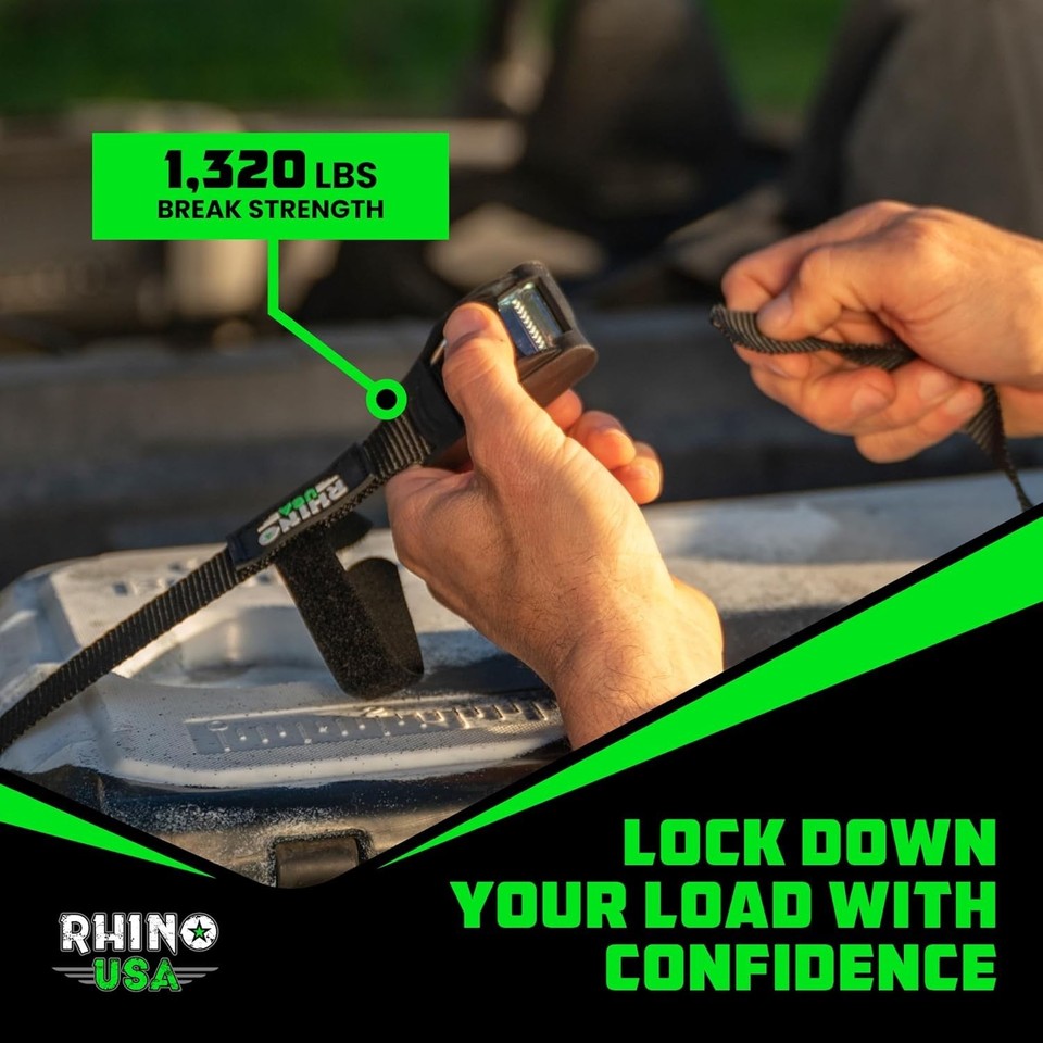 Rhino Usa Ratchet Straps Tie Downs 4 Pack 1 Inch X 12 Feet 1320lb 