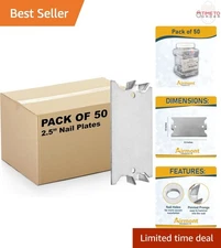 50 Pack Steel Nail Plates Safety Shield for Wood Studs Protect Wiring Plumbing