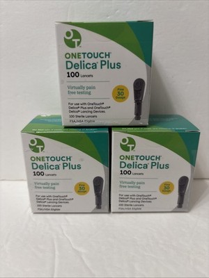 3 OneTouch Delica Plus 30G Lancets (Pack of 100 Units) Exp. 2029-10-31. NIB,