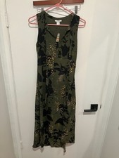 Bar III Women's Sleeveless Abstract Maxi Dress, Green/Black Multi, Size Small