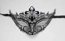 LASER CUT VENETIAN MASK masquerade costume BLACK NEW WEDDING crystal rhinestones