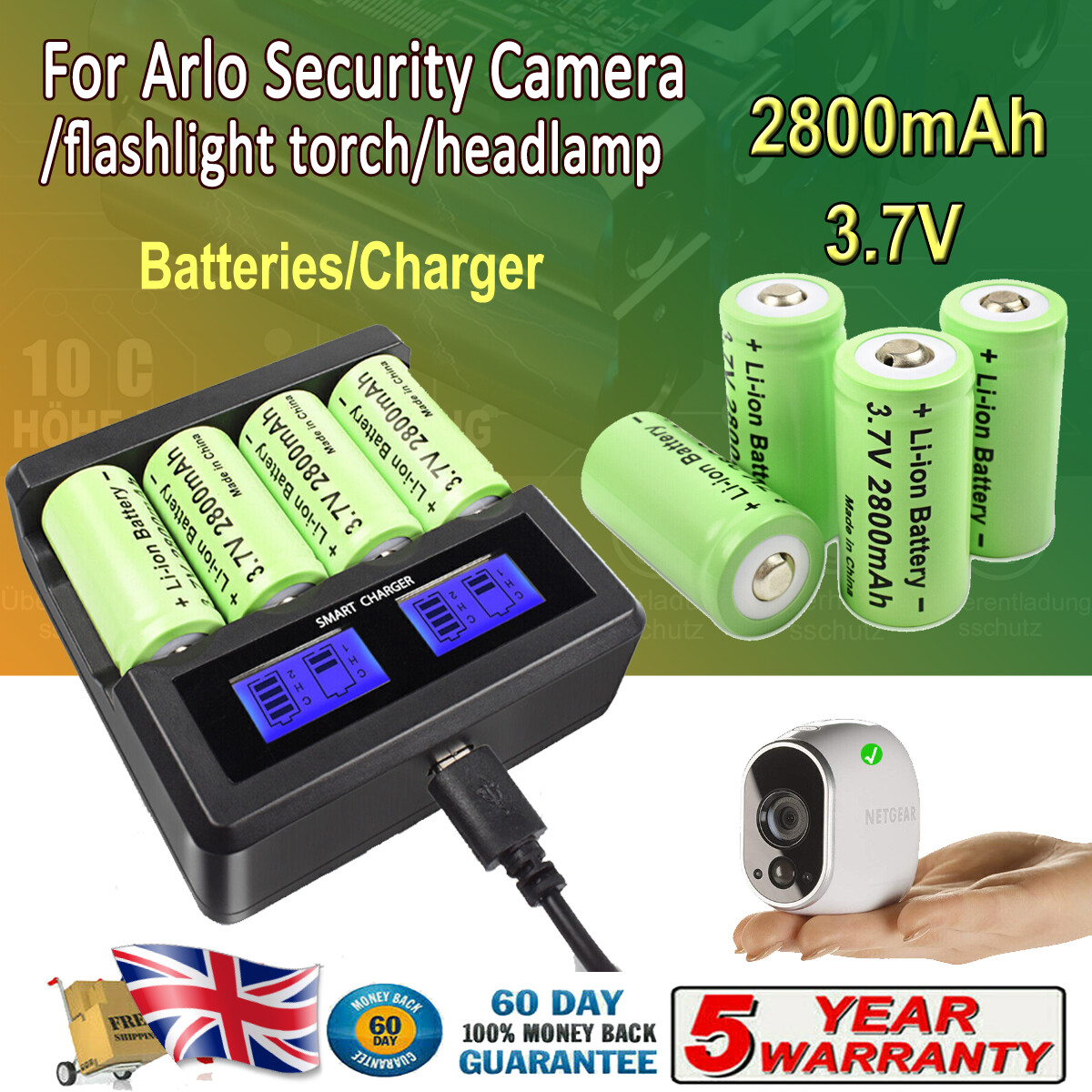For Arlo HD Camera RCR123A CR123a Rechargeable Batteries