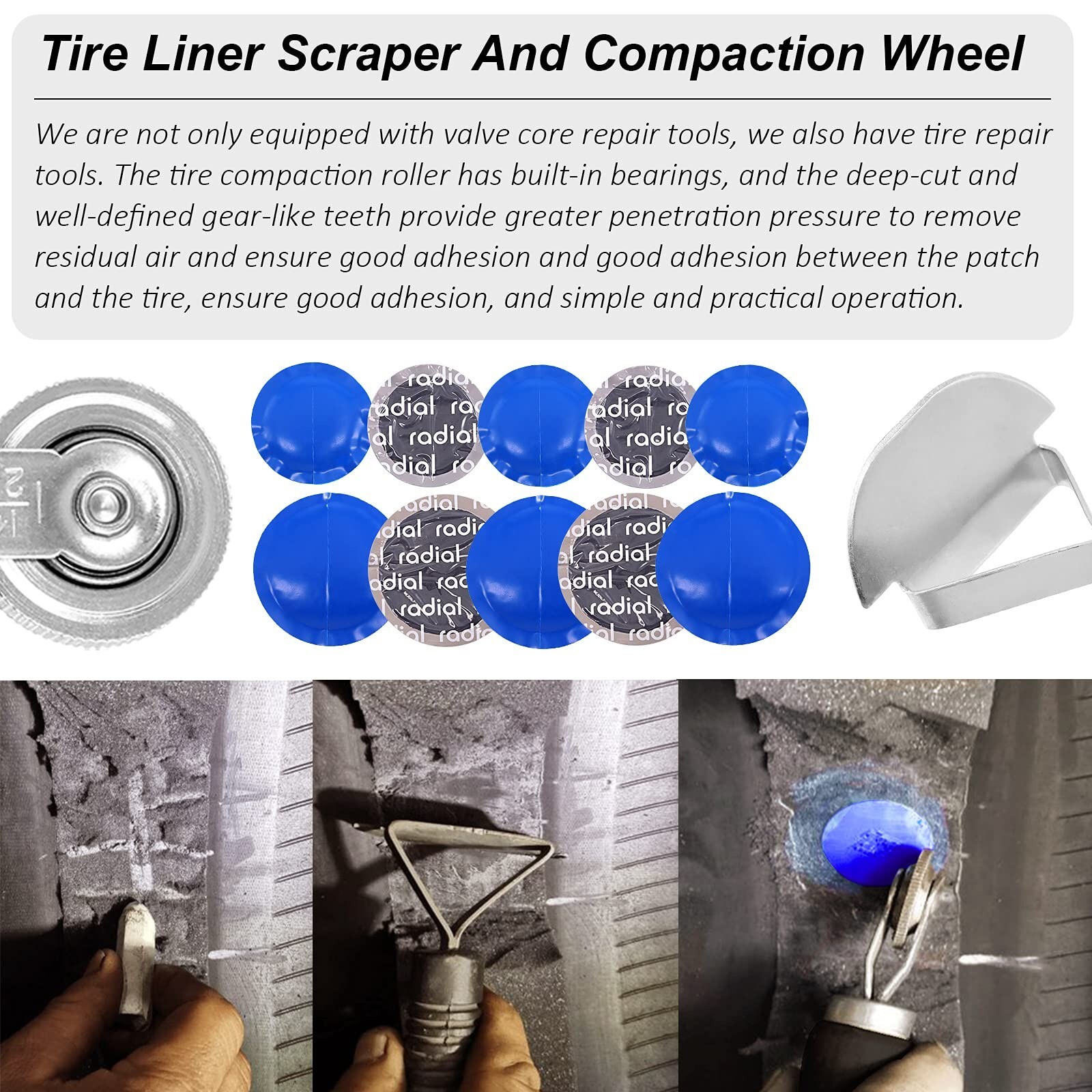 70Pcs Tire Patch Kit Heavy Duty, Tire Roller, Liner Scraper, Rubber... Fast Ship
