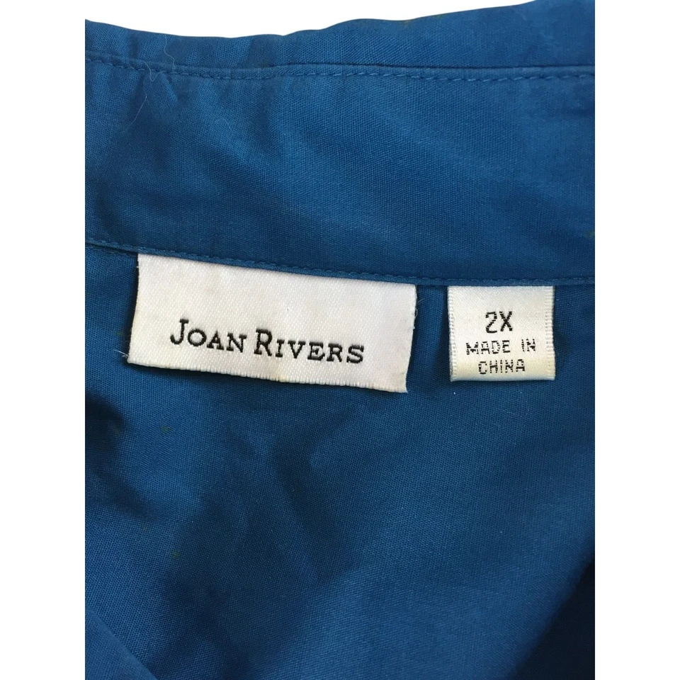 Camisa con botones Joan Rivers lentejuelas para mujer talla 2X azul marino bolsillos delanteros Foto 4 de 4