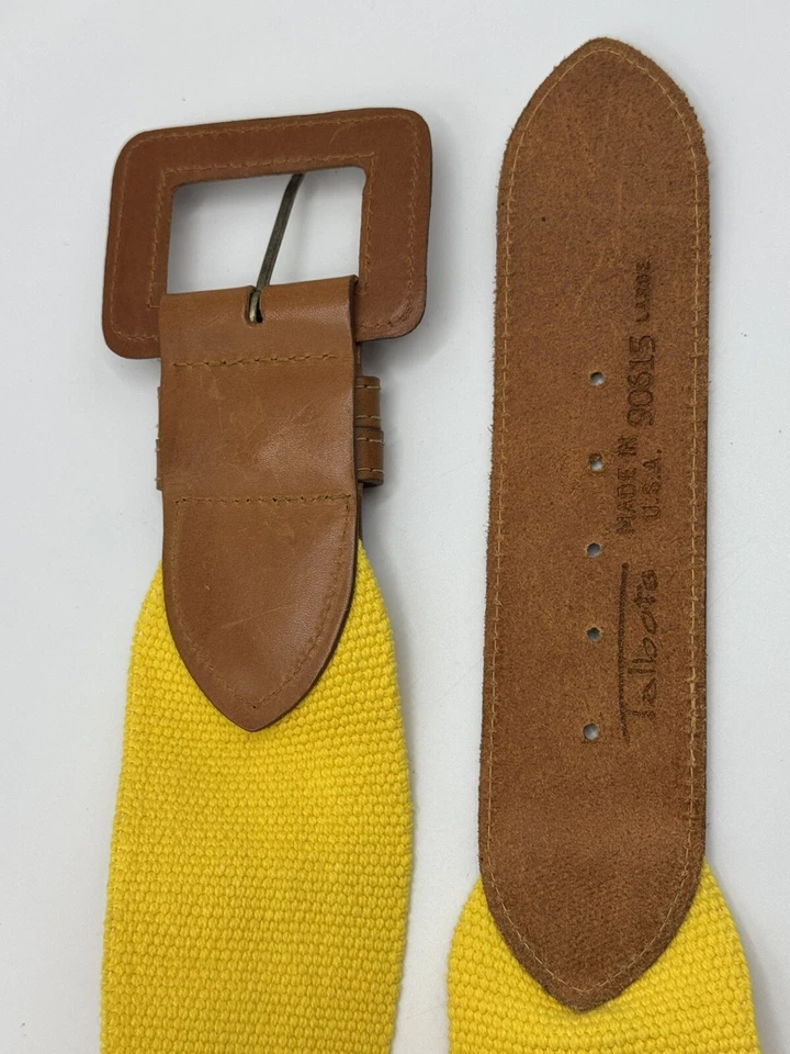 Cinturón Talbots Ancho Marrón Cuero Amarillo Elástico Talla L Grande EE. UU. Primavera Foto 4 de 4
