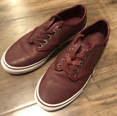 burgundy leather vans