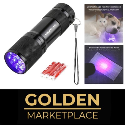 LED UV Taschenlampe 395nm Schwarzlicht Mini Aluminium Fleckendetektor für Hei...