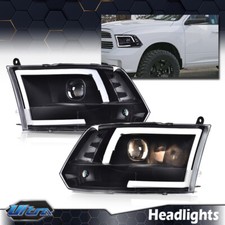 LED DRL Black Headlights Left+Right Fit For 2009-2018 Dodge Ram 1500 2500 3500
