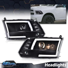 LED DRL Black Headlights Left+Right Fit For 2009-2018 Dodge Ram 1500 2500 3500