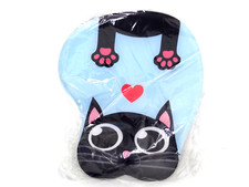 Cute Elastic Silicone Mouse Pad w/Comfortable Thick Wrist Pad Black Cat - Blue