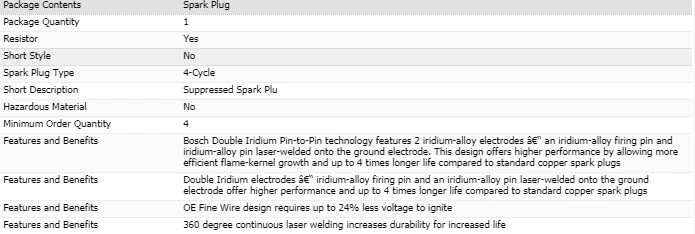 6 свечей зажигания Bosch Double Iridiums для 2011-2019 HONDA ODYSSEY V6-3,5 л - Изображение 4 из 4