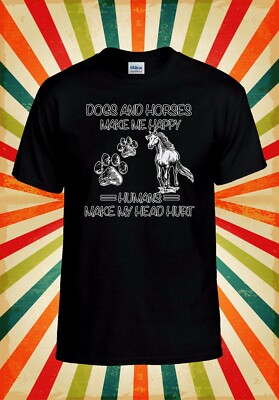 Hunde und Pferde machen mich glücklich cool Herren Damen Trägershirt Tank Top Unisex T-Shirt 2759