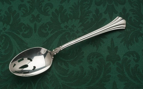 18th Century Sterling Silver by Reed & Barton Pierced Serving Spoon 8 5/8"