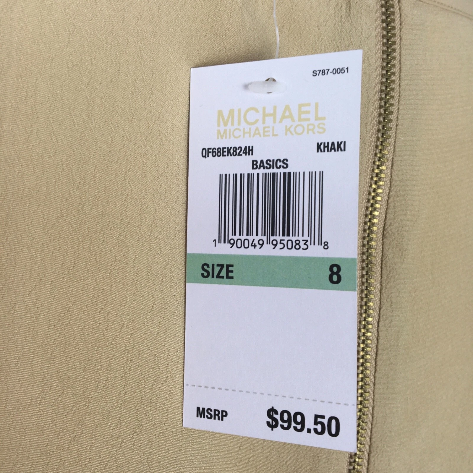 Abito tunica Michael Kors nuovo con etichetta $99 kaki manica corta viscosa taglia 8