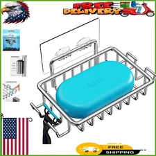 Adhesive Soap Dish with Hooks for Razors & Washcloths – Bathroom Essential