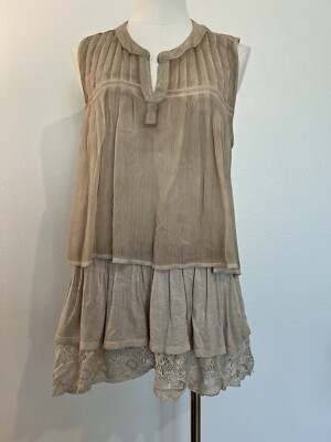 Artesia Beige Tan Romantic Sleeveless Lagenlook Ruffle Tiered Lace Tunic Medium | eBay Artesia Beige Tan Romantic Sleeveless Lagenlook Ruffle Tiered Lace Tunic Medium | eBay