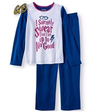 2pc Harry Potter Girls Long Sleeve Pajamas Flannel Sleepwear Set Size 6/6X