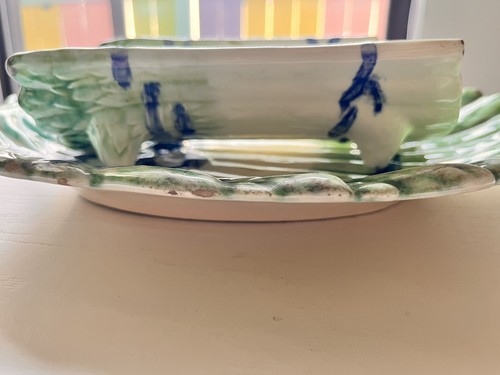 Antique Villeroy Boch Majolica Hand painted Ceramic Majolica Tree Leaf And Bark - Picture 9 of 11