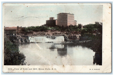 #ad 1908 View of Falls and Mill Sioux Falls South Dakota SD Antique Postcard $17.52