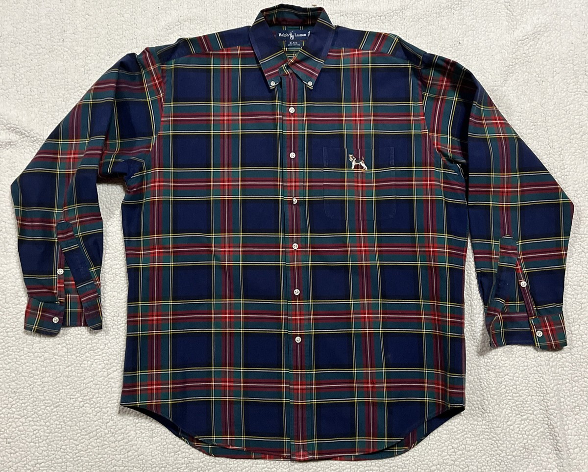 Vintage 1990’s Polo Ralph Lauren Blake Dog Logo Scottie Button Up Shirt sz  Large