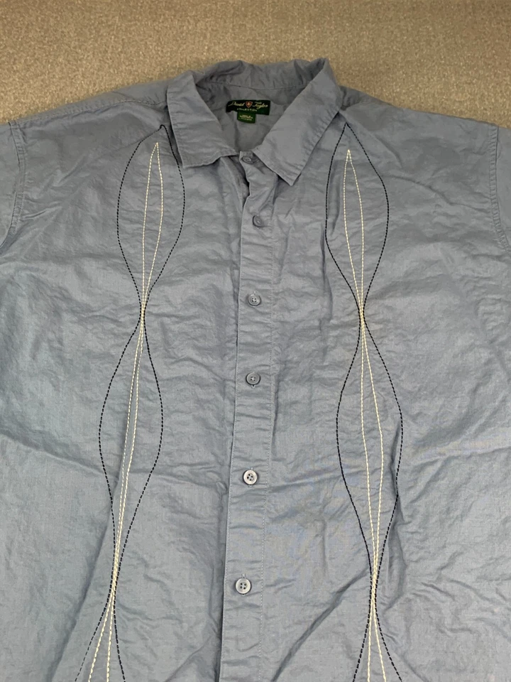 David Taylor Collection Embroidered Button Up Shirt Mens 3XLT Blue Short Sleeve - Image 3 of 4