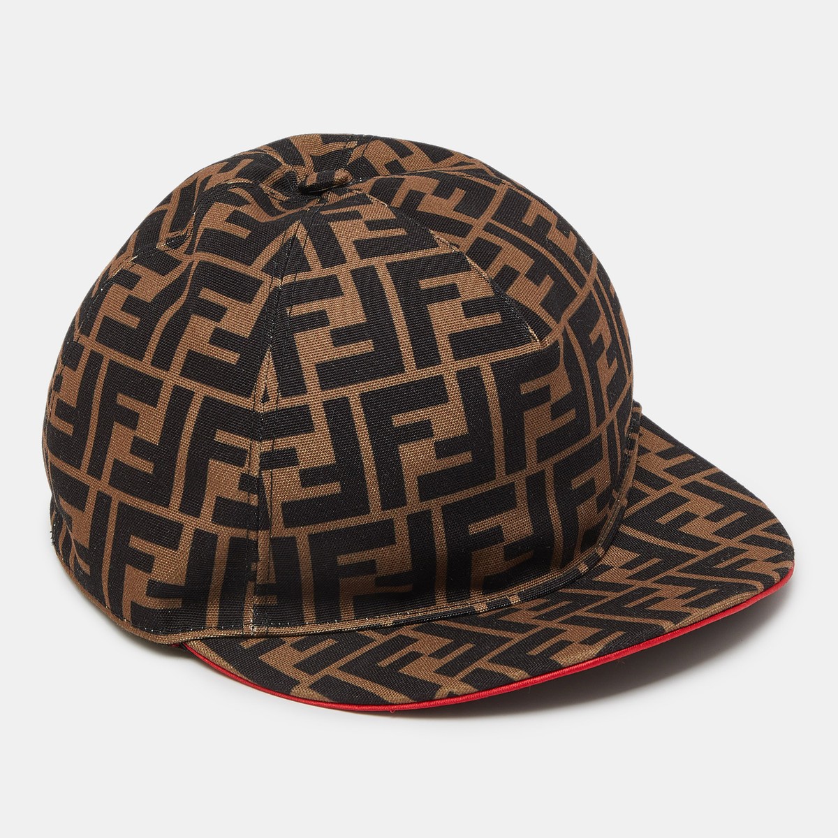 Fendi Tobacco Brown Zucca Pattern Canvas Baseball Cap One Fendi Tobacco Brown Zucca Pattern Canvas Baseball Cap One